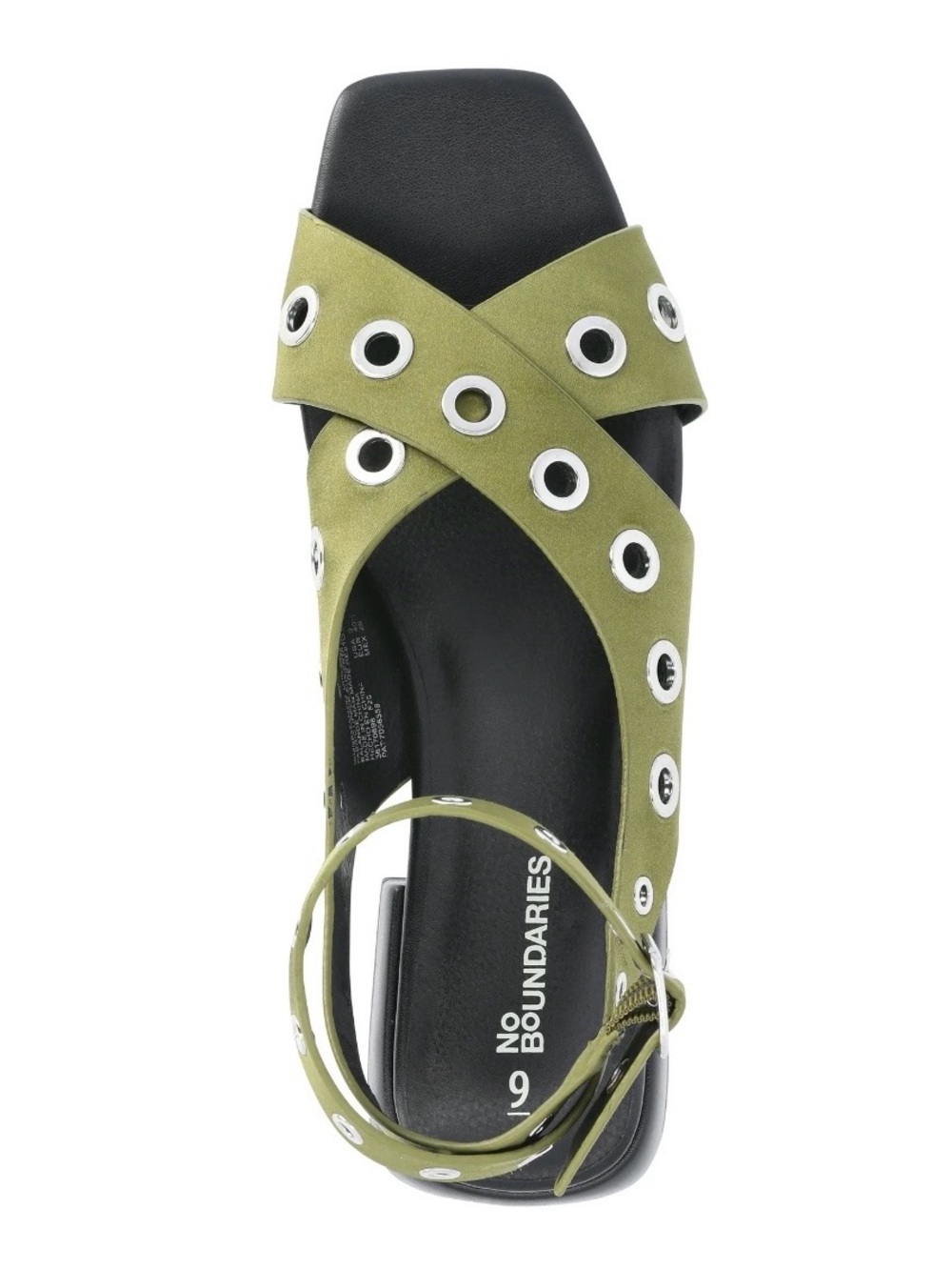 No Boundaries Olive Ankle-Strap Grommet Flat Sandal - Picture 4 of 8